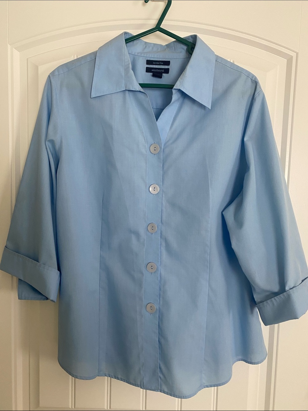 Westbound Women’s baby blue Button-Front Shirt - Classic Collared Style